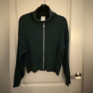 Varley Forest Green Ribbed Zip-Up Jacket